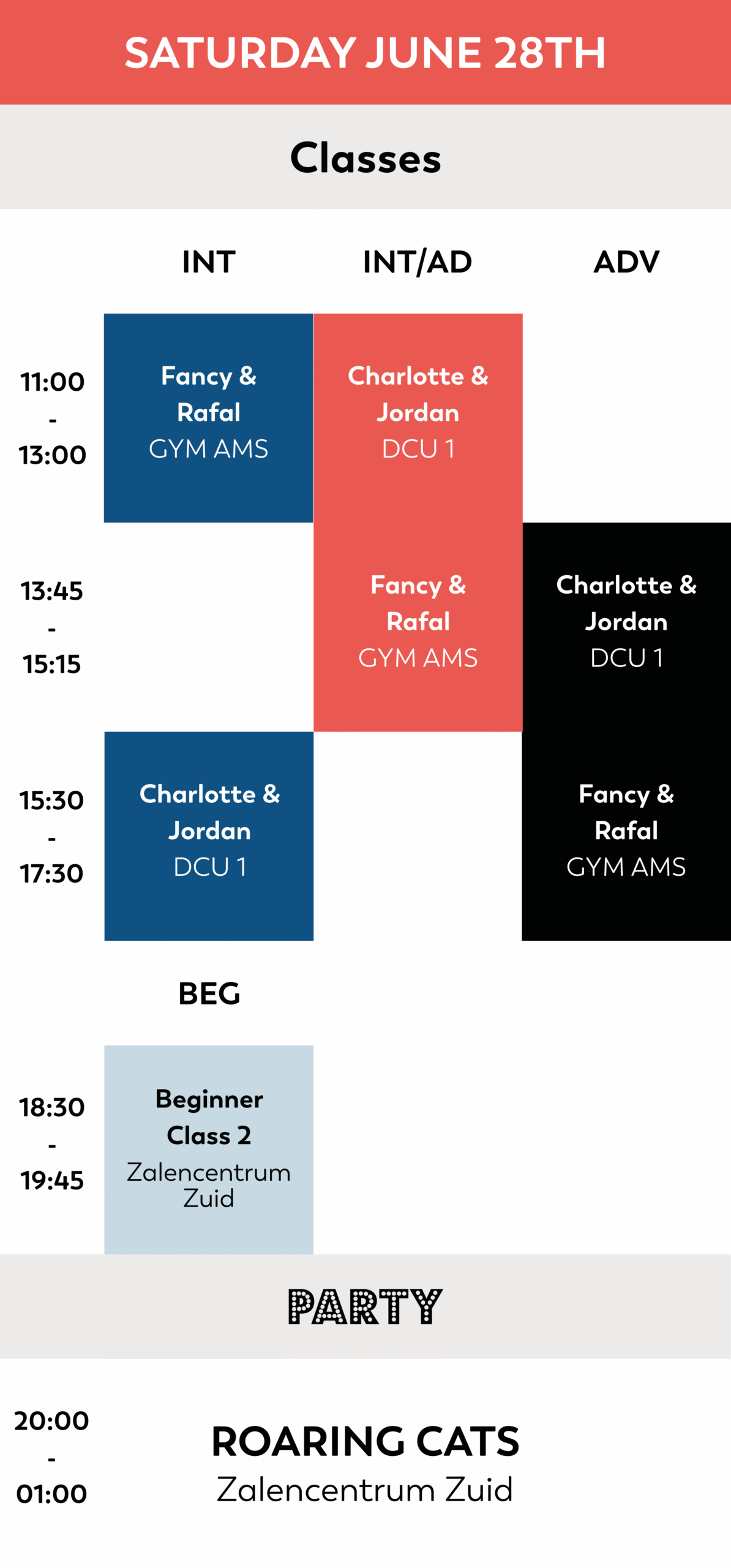 Saturday schedule