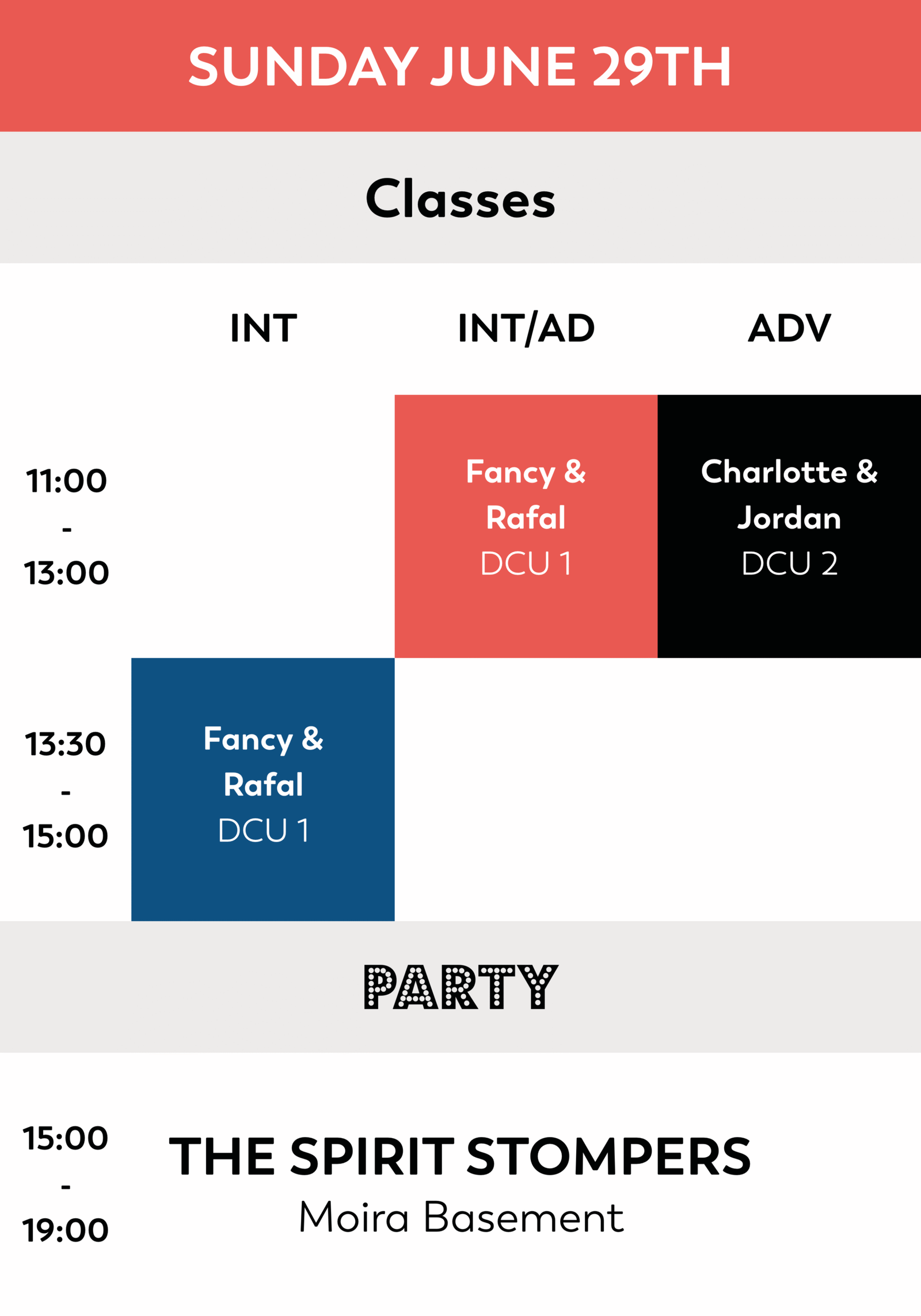 Sunday schedule